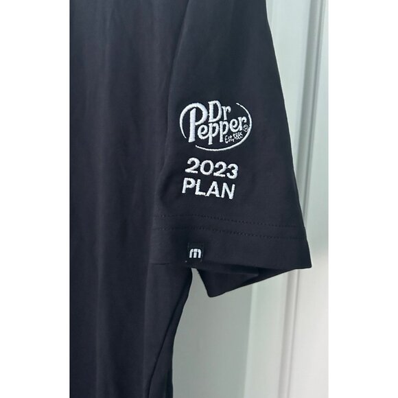 TravisMathew Mens Black Polo Shirt Dr Pepper 2023 Plan Embroidered Logo Size L - Picture 3 of 4